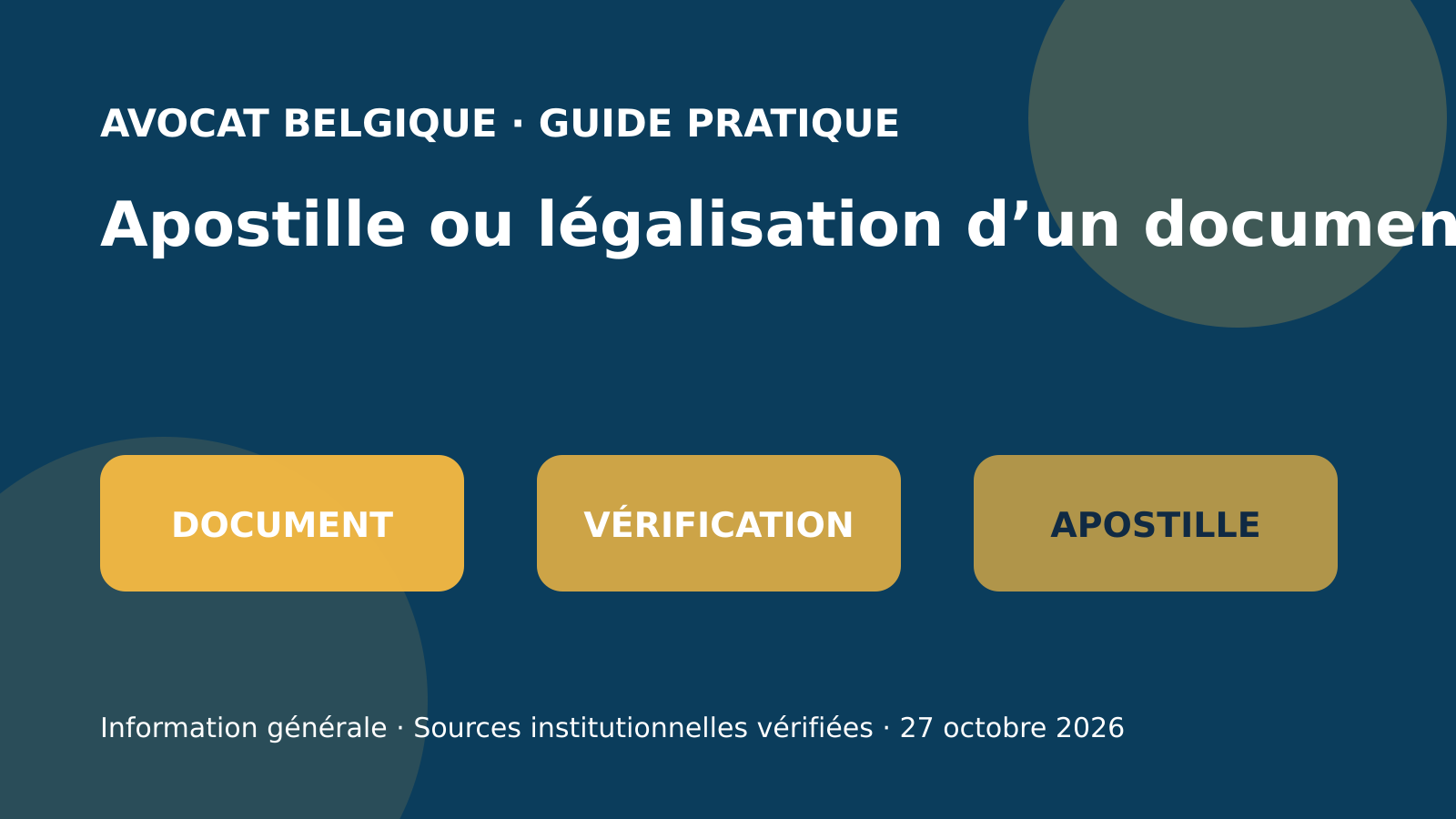 Infographie originale présentant document, vérification officielle, apostille et envoi